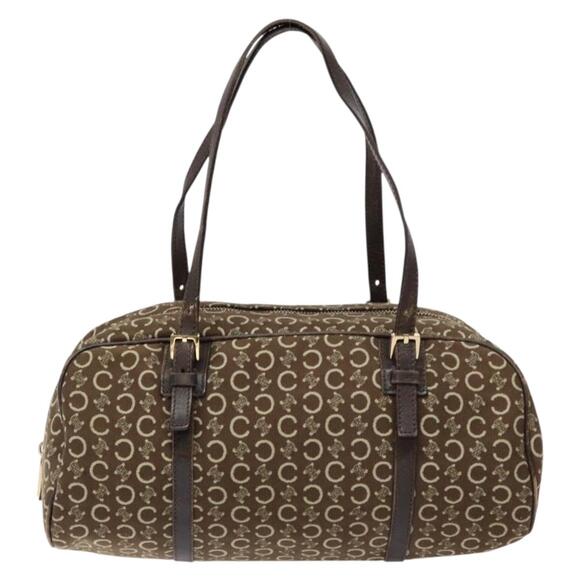 CELINE C Macadam Canvas Hand Bag Brown Gold - Picture 2 of 12